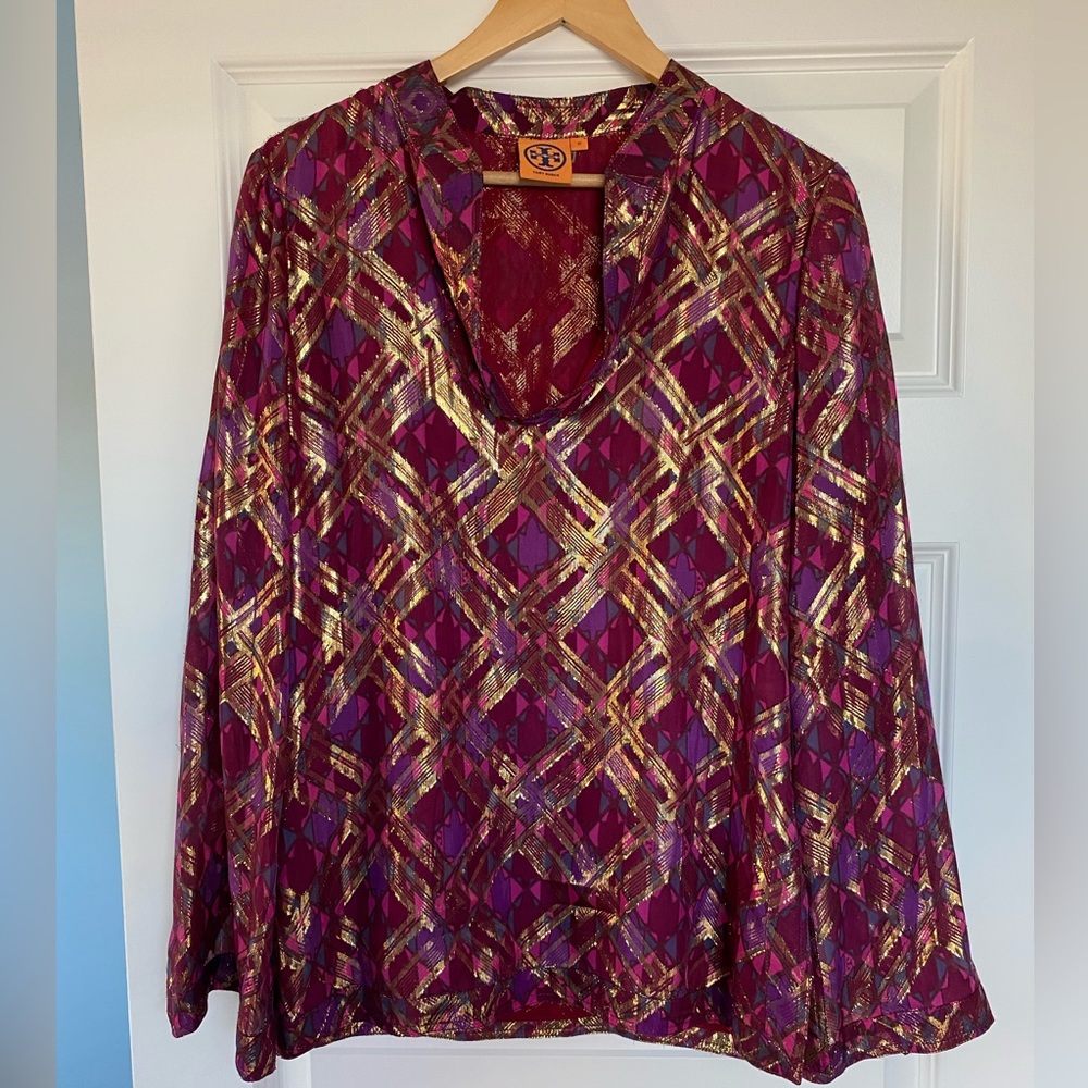 TORY BURCH Metallic Print Blouse